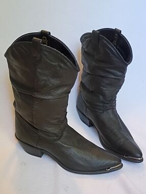dingo Black Leather Cowboy Boot
